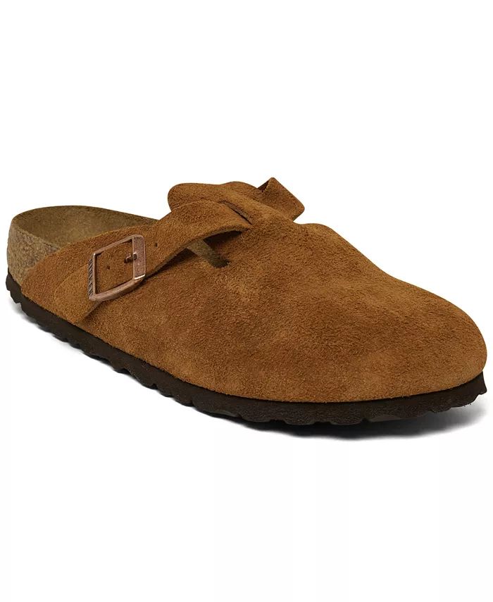 Birkenstock Women's Boston Soft Footbed Suede Leather Clogs from Finish Line - Macy's | Macys (US)