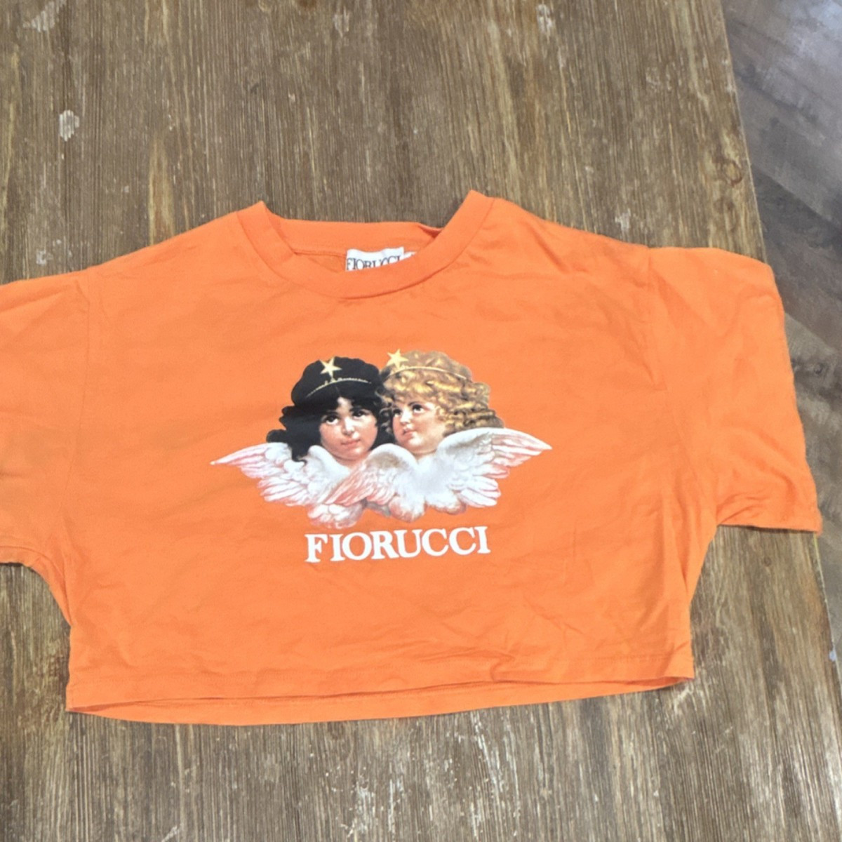 Fiorucci Orange Angel Graphic Cropped Cotton Jersey T-Shirt S | eBay US