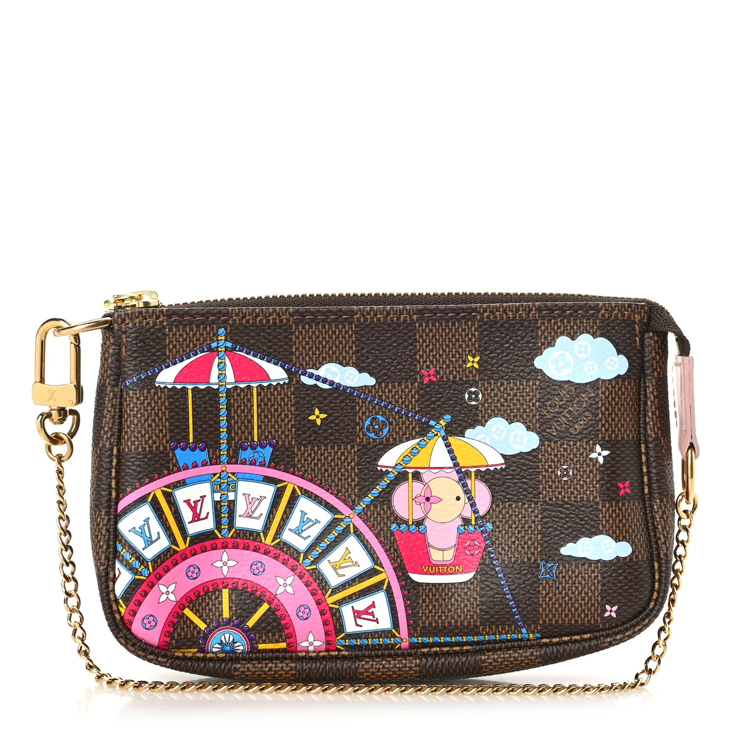 Damier Ebene 2020 Christmas Animation Big Wheel Mini Pochette Accessories Rose Ballerine | FASHIONPHILE (US)