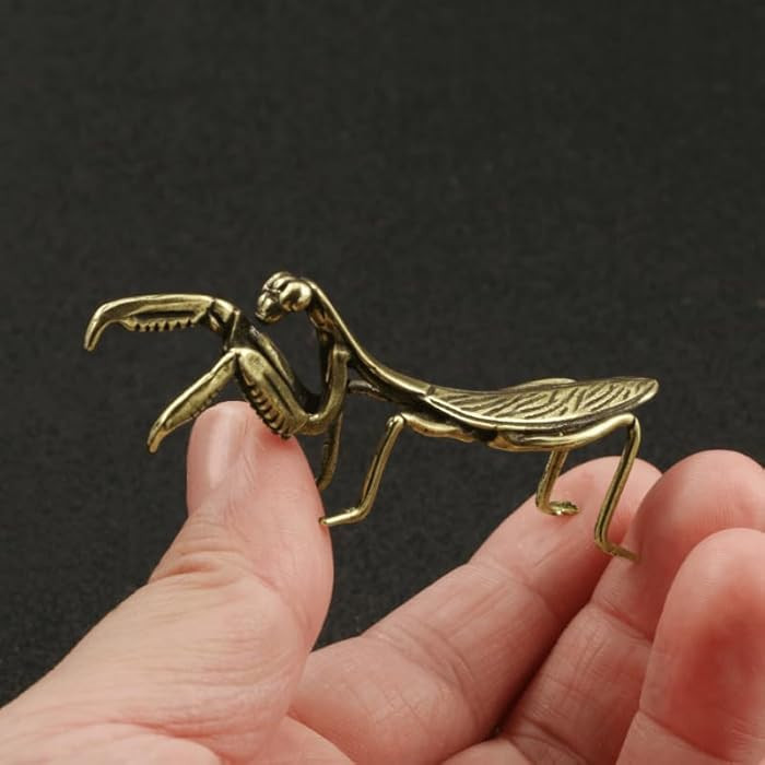 Solid Copper Brass Mantis Small Ornament, Antique Copper Micro Sculpture Tea Pet with Exquisite D... | Amazon (US)