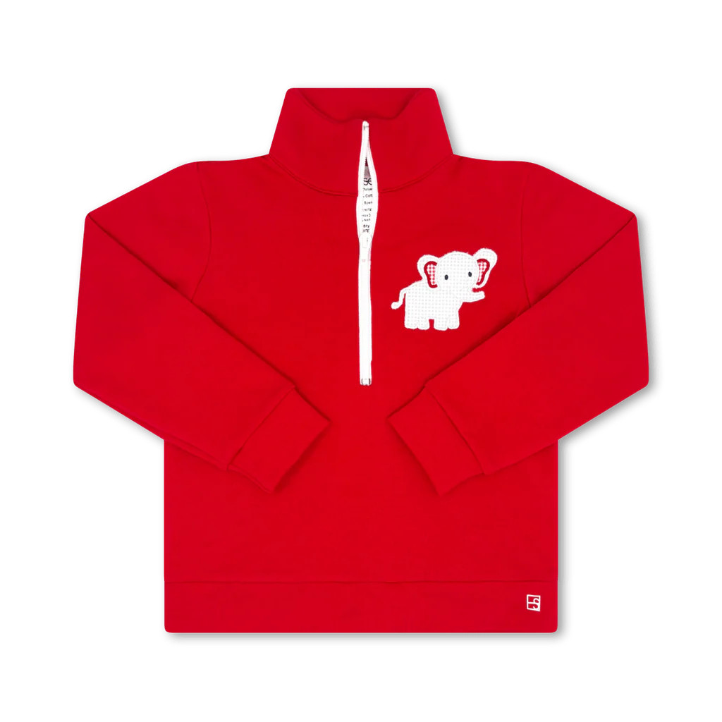 Hayden Half Zip - Candy Apple Red, Elephant | Lullaby Set