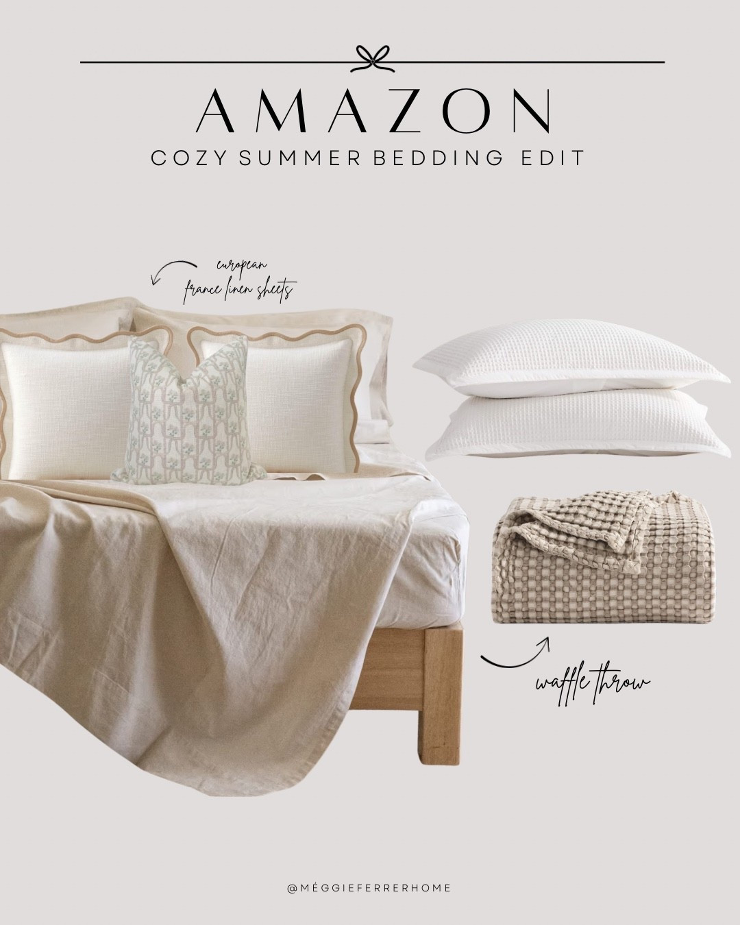 If you’ve been wanting that breezy, cozy summer bedding look without sacrificing comfort, this is it.☁️
I found the perfect linen sheets that actually get softer with every wash, a dreamy waffle throw, and textured pillows that keep things light and airy (but still plush).  🤍

#LTKhome #Amazonfinds #summerbedding #cozyneutralstyle #modernorganic #beddingessentials #bedroomrefresh

#LTKFindsUnder100 #LTKSaleAlert #LTKHome