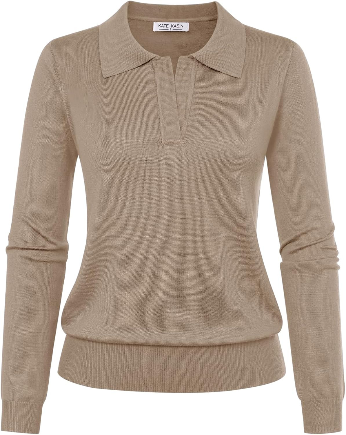 Women's Long Sleeve Classic V Neck Casual Fall Winter Polo Sweater Tops | Amazon (US)