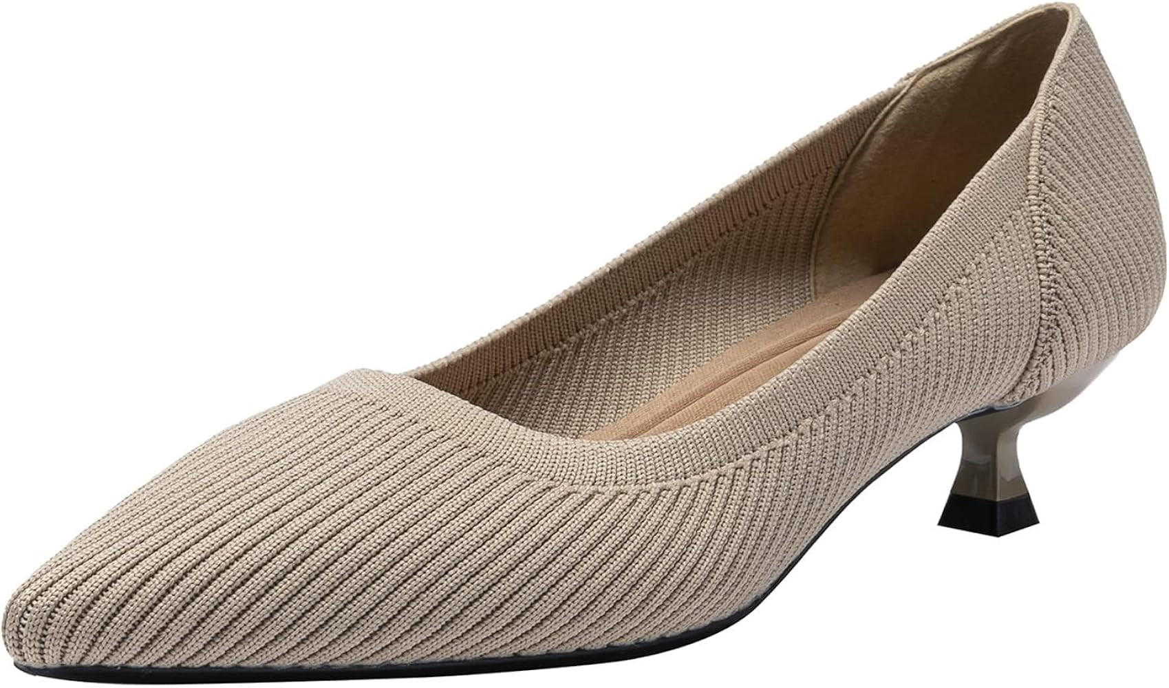 youngshow Women's Pumps Kitten Heels Pointed Toe Knit Slip On Comfortable Casual Formal Dress Sho... | Amazon (US)