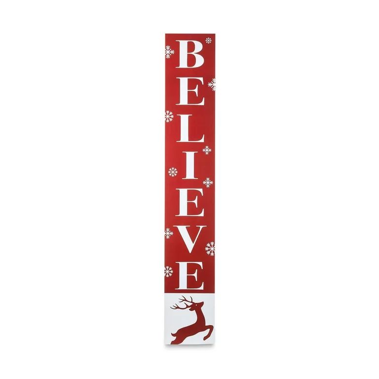 Red and White Outdoor Christmas Hanging Sign, Believe, 67 in, by Holiday Time | Walmart (US)