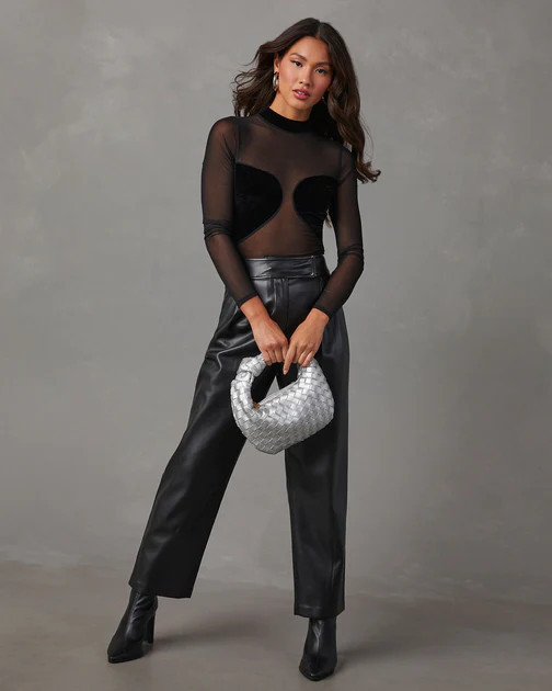 Ringleader Sheer Velvet Bodysuit - Black | VICI