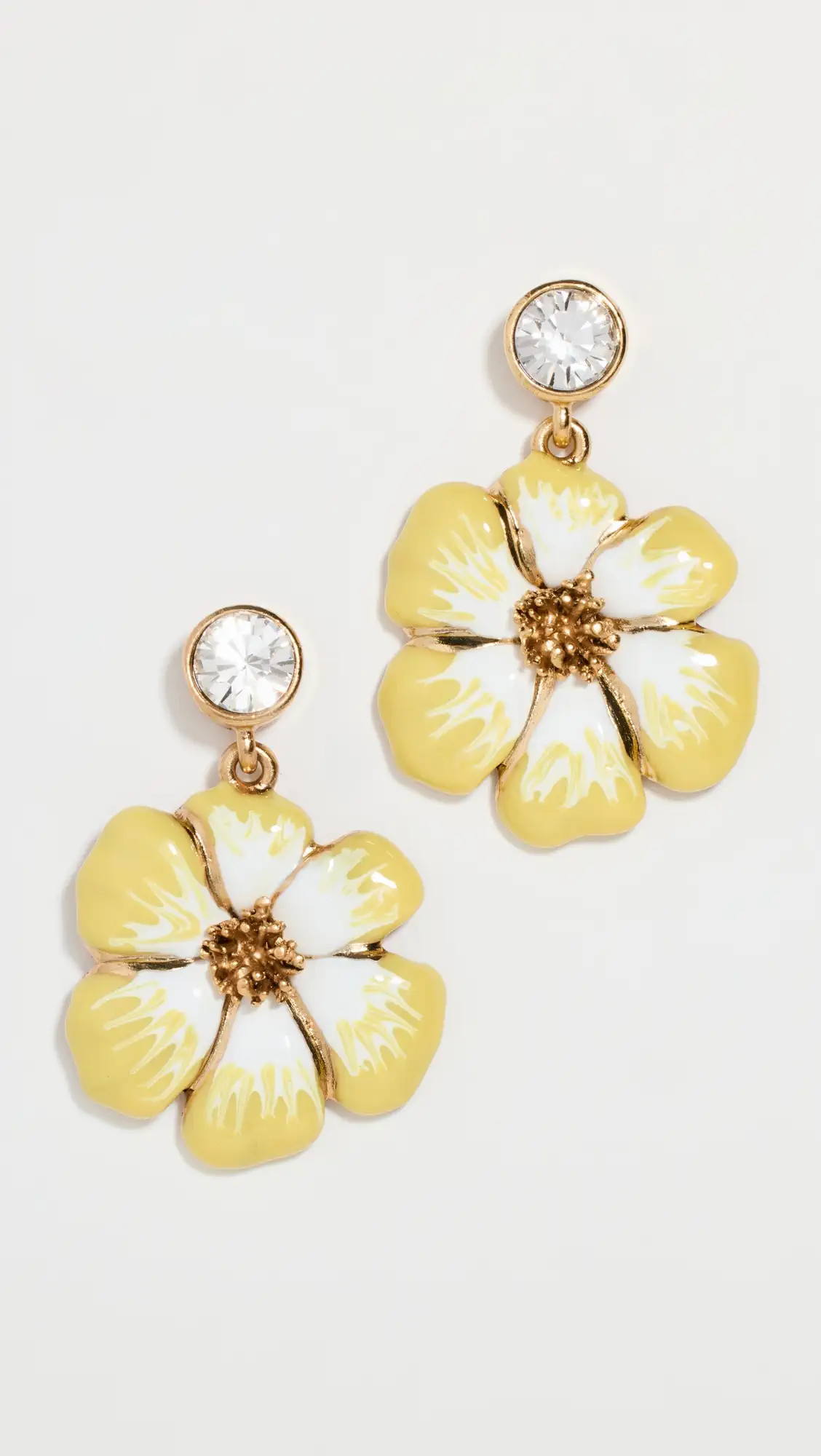 Oscar de la Renta Crystal Enamel Flower Drop Earrings | Shopbop | Shopbop