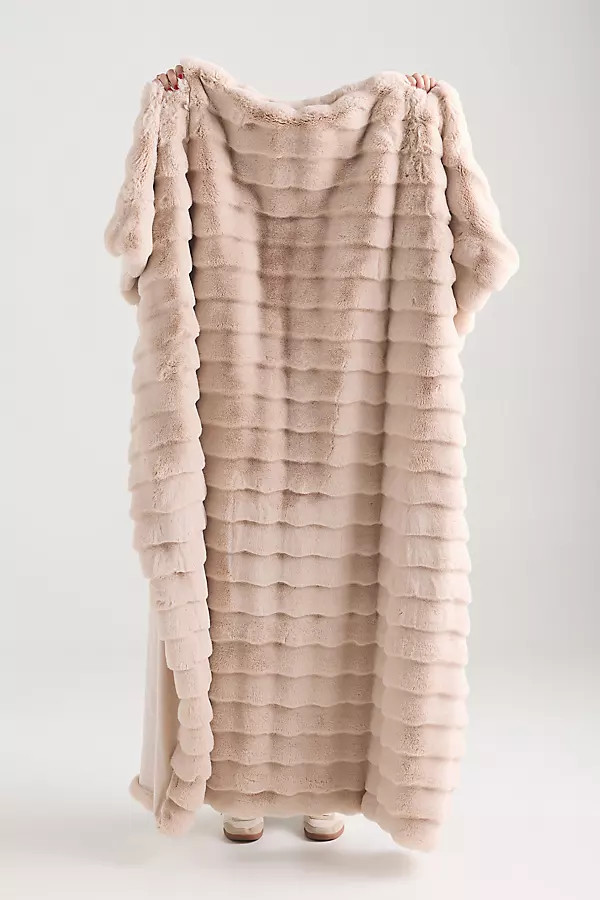 Sophie Scallop Carved Faux-Fur Throw | Anthropologie (US)