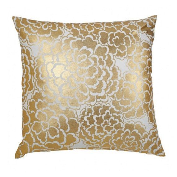 Caitlin Wilson Pillows, Gold Pillows, Decorative Pillow Cover, Gold Metalic Designer Fabric, Gold Fl | Etsy (US)