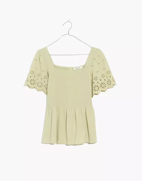 Eyelet-Sleeve Kate Smocked Top | Madewell