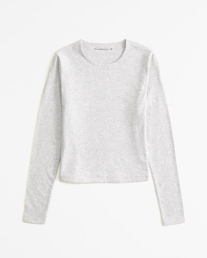 Women's Long-Sleeve Cotton-Blend Seamless Fabric Cropped Tee | Women's Tops | Abercrombie.com | Abercrombie & Fitch (US)