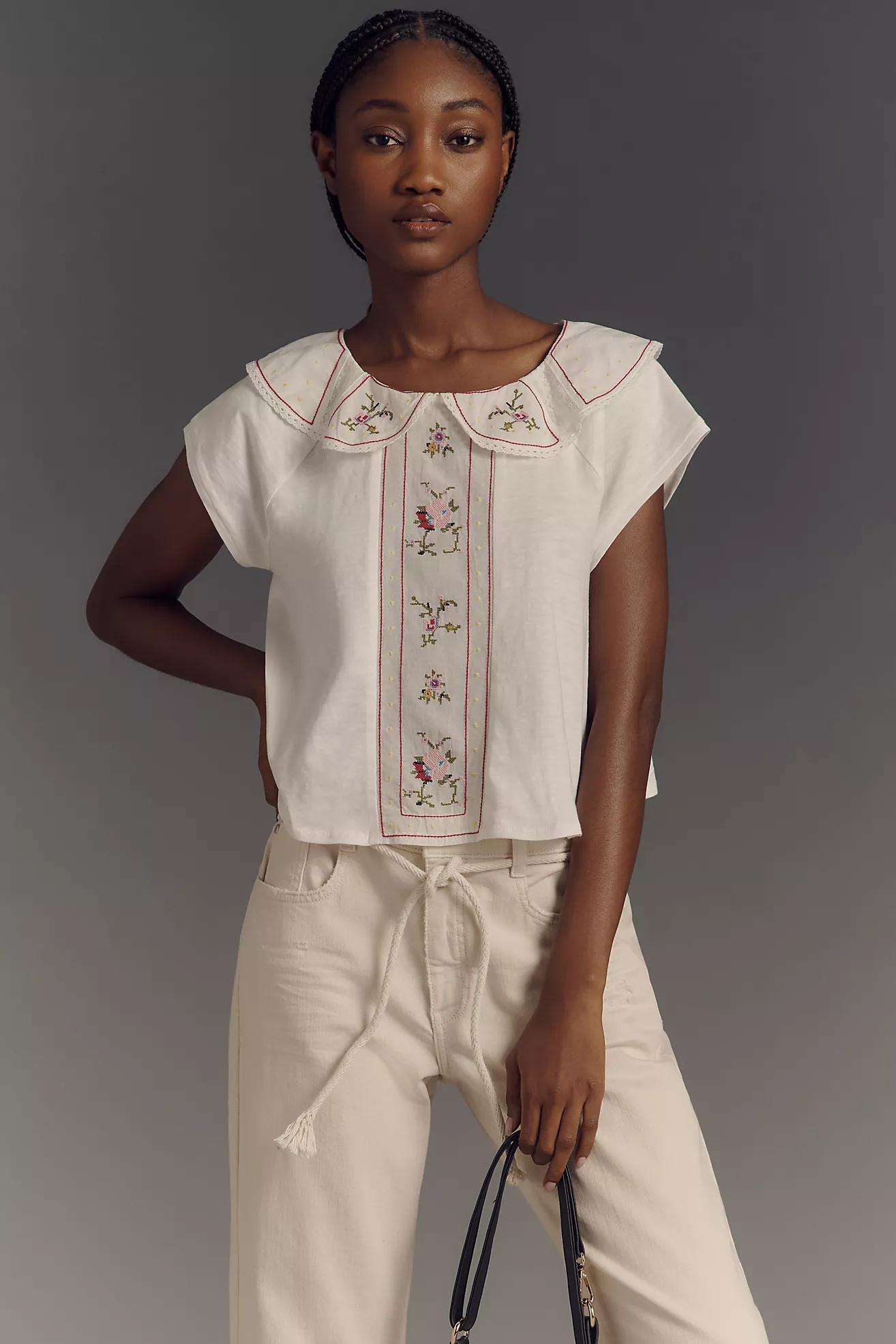 By Anthropologie Embellished Collared Top | Anthropologie (US)