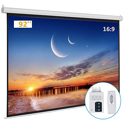Kshioe Motorized Projector Screen with Remote Control, No Wrinkles, Without Dents, HD Screen, for Home Theater Office Classroom TV Usage (92inch 16:9) | Amazon (US)