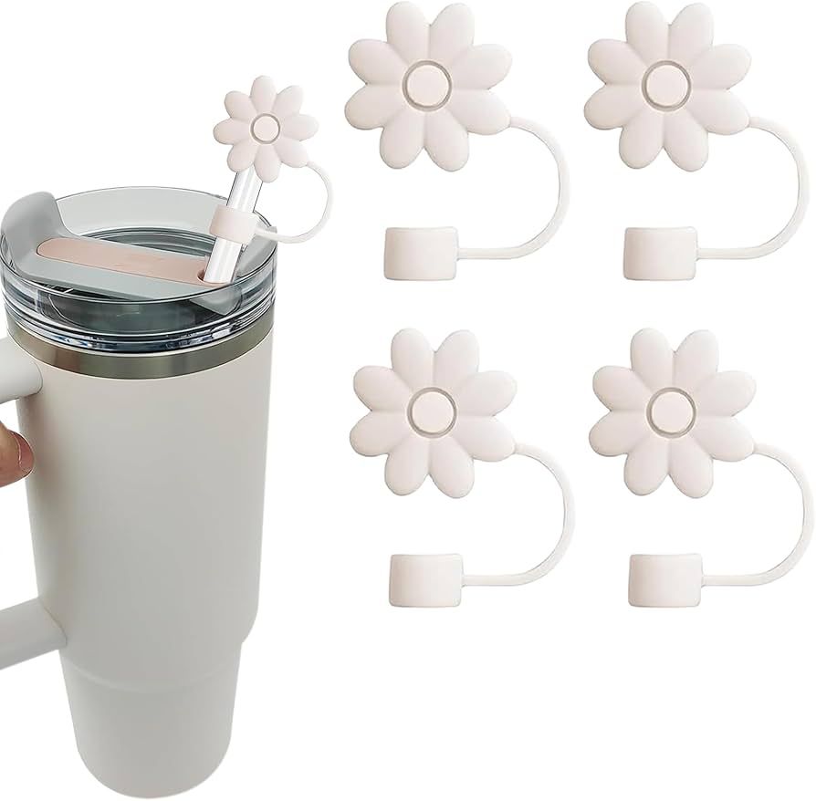 4 PCS Flower Straw Covers Toppers for Stanley Cups 30&40 Oz Tumbler Accessories, Adjustable Straw... | Amazon (US)