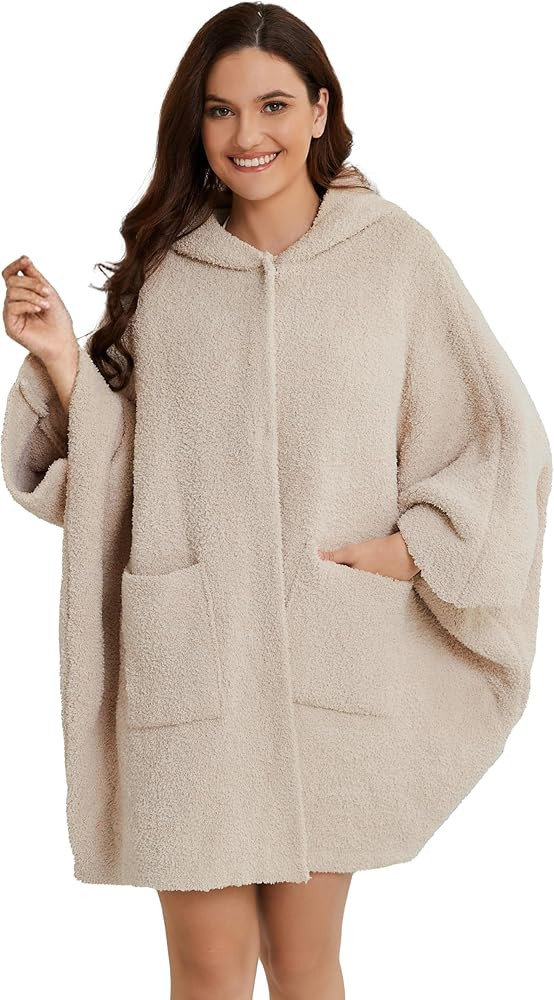 WDCOZY Wearable Blanket Hoodie Poncho Throw Comfy Soft Warm Cape Shawl Cozy Cloak Wrap Hooded wit... | Amazon (US)