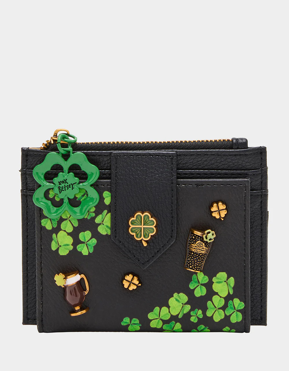 BLARNEY WALLET BLACK/MULTI Women's St.Patrick's Day Clover Wallet | Betsey Johnson