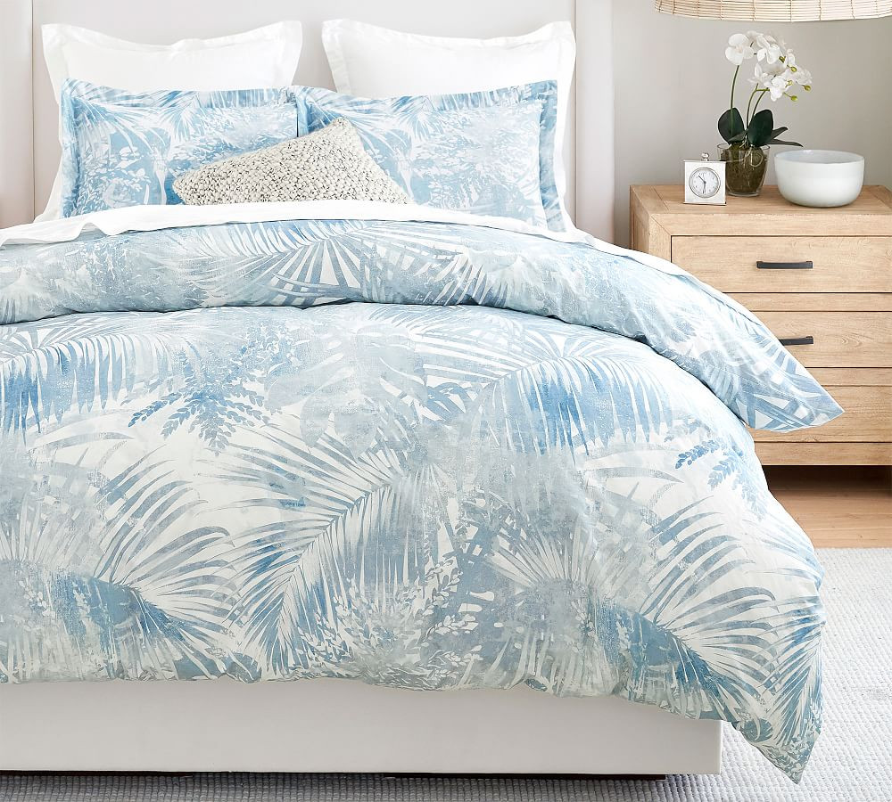 Layla Palm Percale Duvet Cover | Pottery Barn (US)