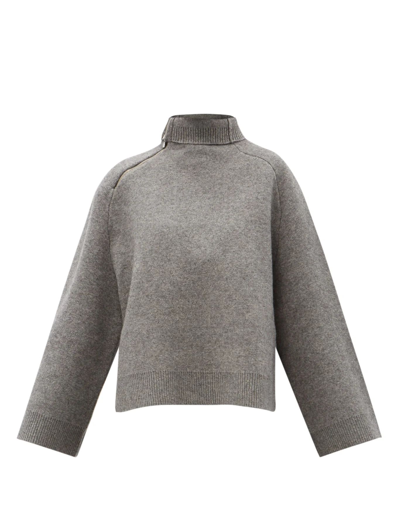 Roll-neck zip-shoulder wool-blend sweater | Totême | Matches (US)