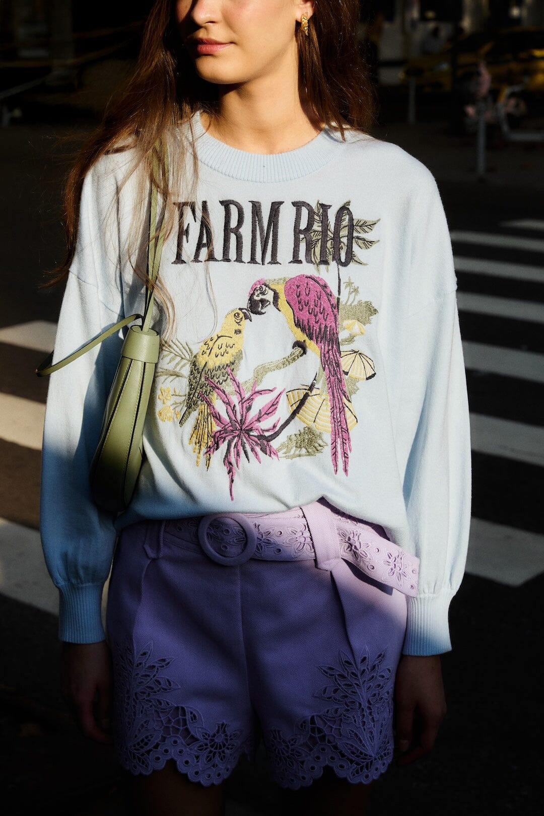 Blue Love Birds Embroidered Sweater | FARM Rio | FarmRio (US)
