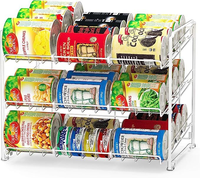 Simple Houseware Stackable Can Rack Organizer, White | Amazon (US)