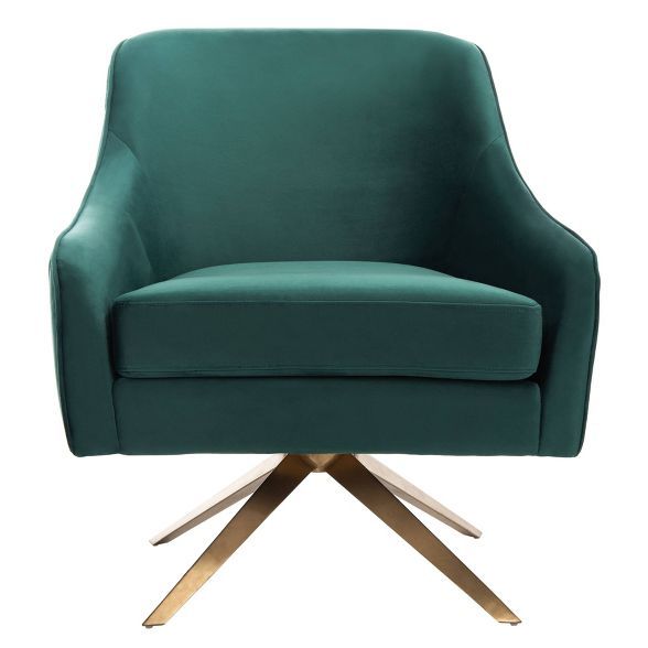 Leyla Channeled Velvet Accent Chair Emerald - Safavieh | Target