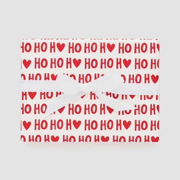 Ho Ho Heart Gift Wrap Red &#38; White - Sugar Paper&#8482; | Target