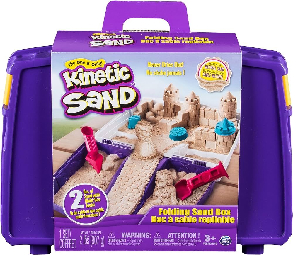 Kinetic Sand, Folding Sand Box with 2lbs of All-Natural, 7 Molds and Tools, Play Sand Sensory Toy... | Amazon (US)