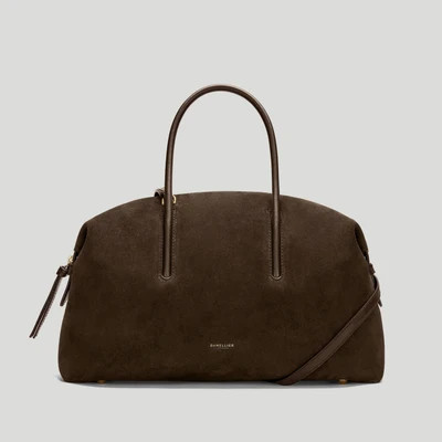 DeMellier The Midi Stockholm in Mocha Suede & Mocha Smooth Leather Top handle bag | DeMellier