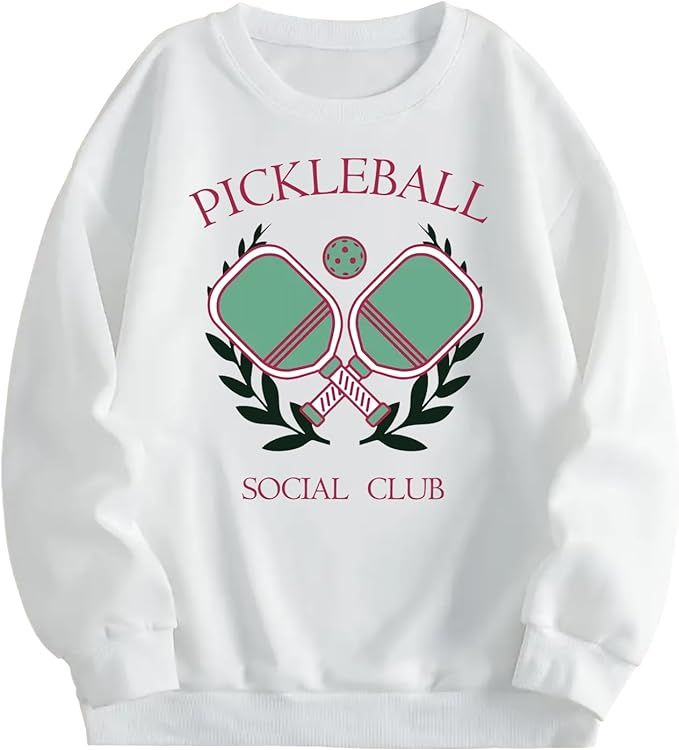 Pickleball Social Club Sweatshirts, Pickle Sweatshirt Crewneck Long Sleeve Oversized Shirts | Amazon (US)