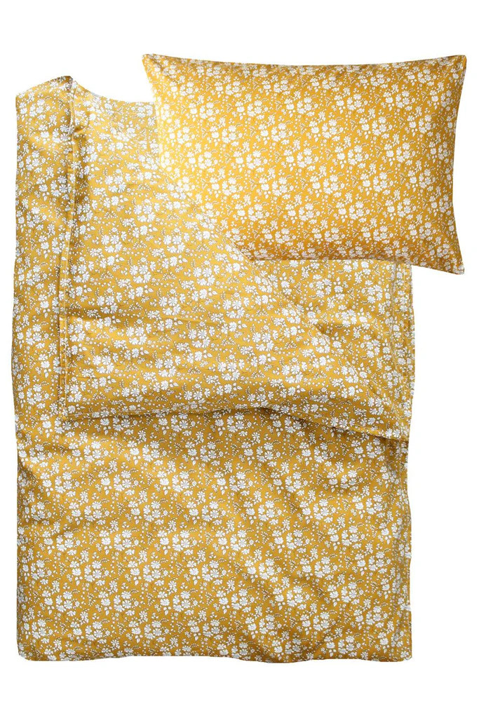 Bedding Made With Liberty Fabric in Capel Mustard | Over The Moon