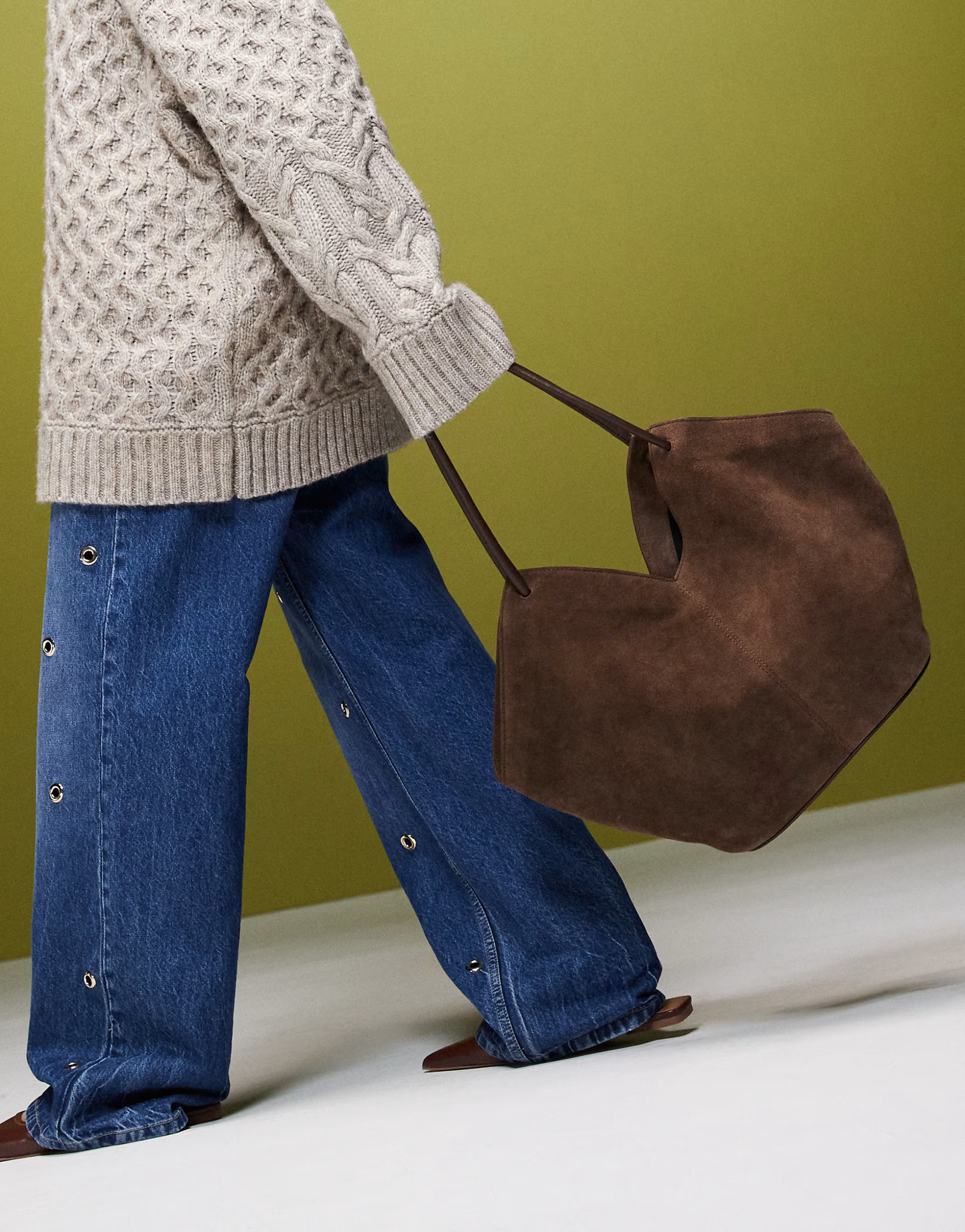 ASOS DESIGN suede tubular knot handle tote bag in chocolate | ASOS | ASOS (Global)