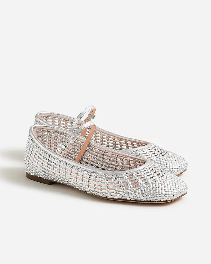 Quinn woven ballet flats in metallic leather | J. Crew US