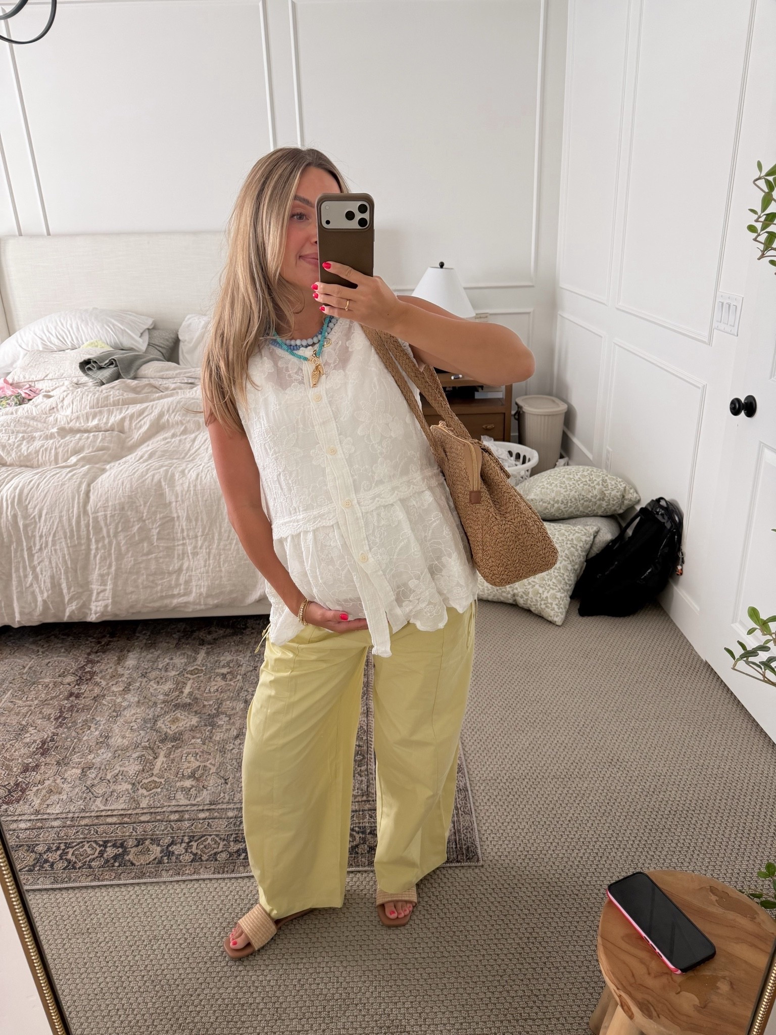 33 weeks pregnant summer ootd date night. Wearing a small in the bottoms very belly friendly and top is one size!

#LTKdayinmylife #LTKPetite #LTKBump