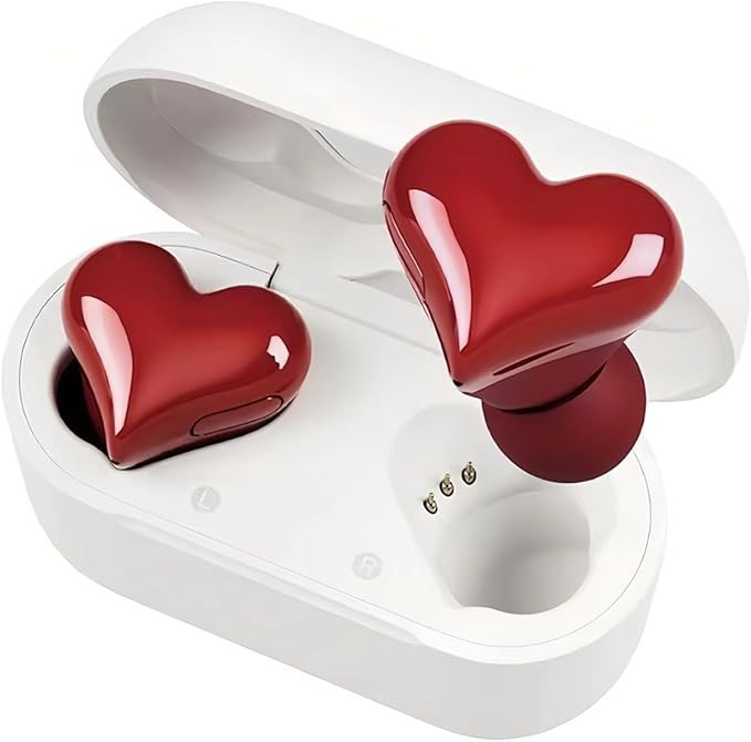 Yoidesu Earbuds Stylish Heart Shaped, Cute Creative Red Heart Bluetooth Earbuds with Charging Cas... | Amazon (US)