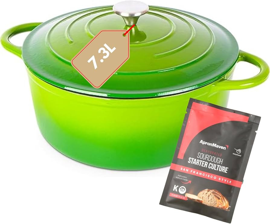 Dutch Oven for Sourdough Bread Baking, Enamel Cast Iron Casserole Pot with Lid 7.3L Capacity, Ove... | Amazon (US)