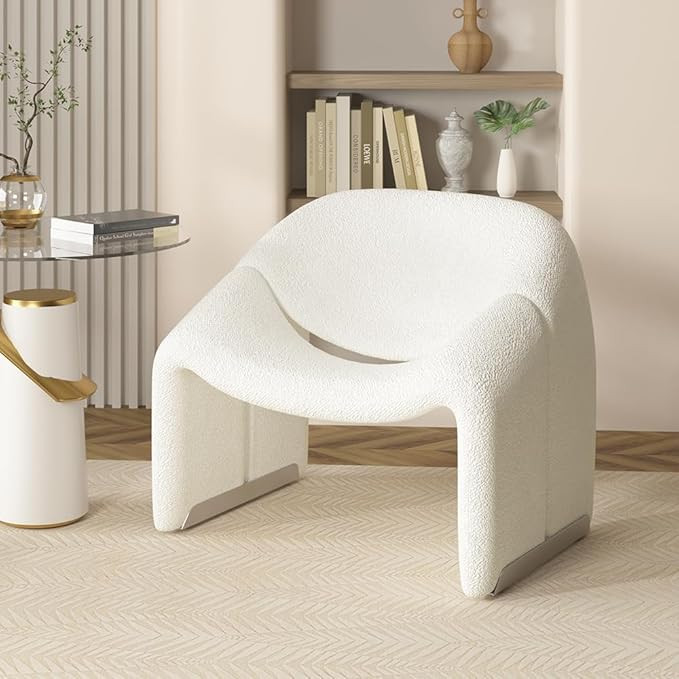 KunMai 28.3" Modern White Boucle Accent Chair Lounge Chair for Living Room | Amazon (US)