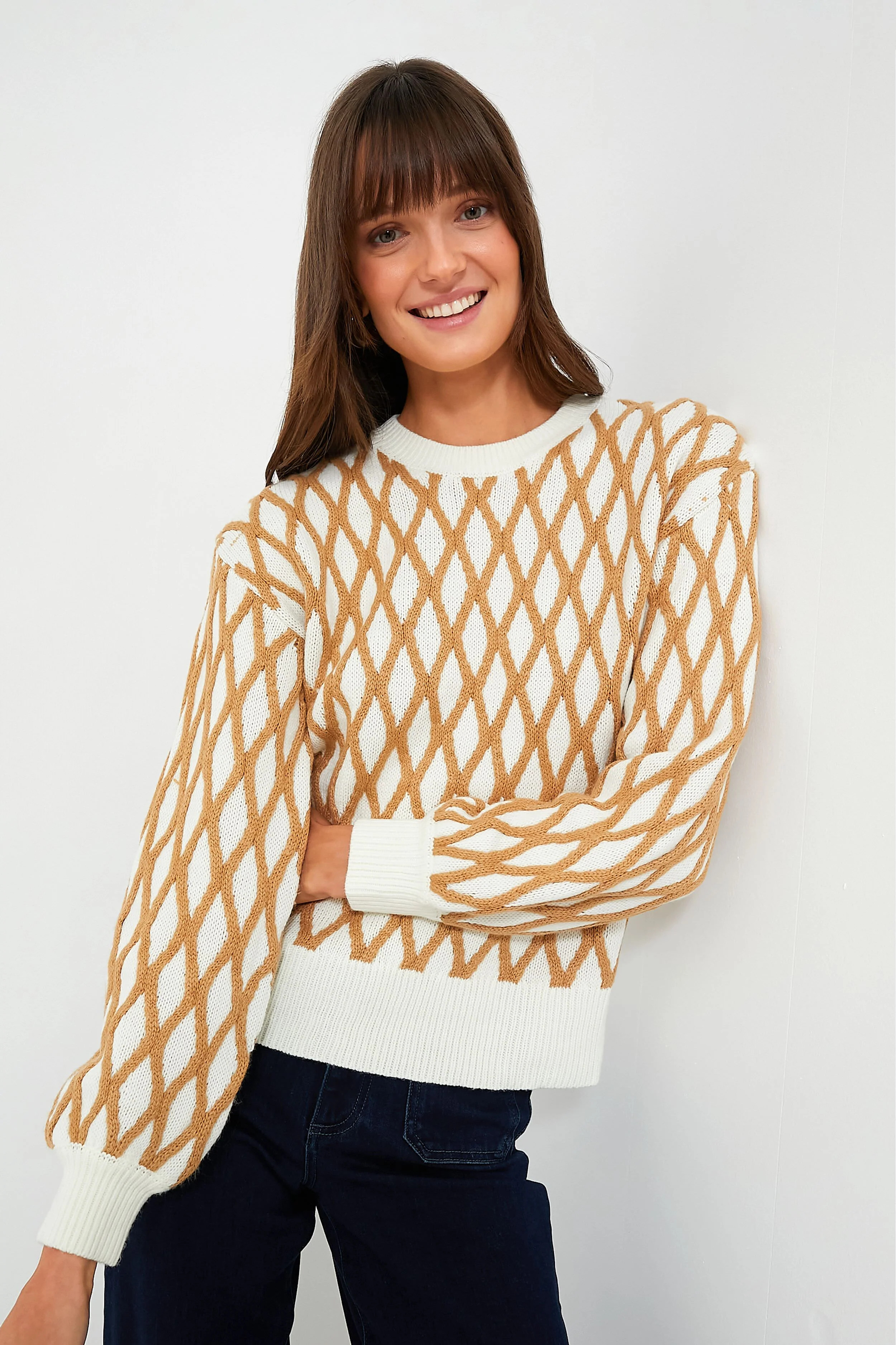 Tan & Cream Toni Trellis Crewneck | Tuckernuck (US)