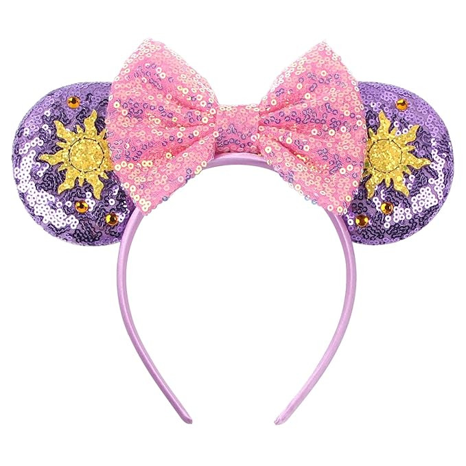 Purple Mouse Ears Sequin Bow Mouse Ears Headband for Women Cosplay Costume Princess Party Birthda... | Amazon (US)