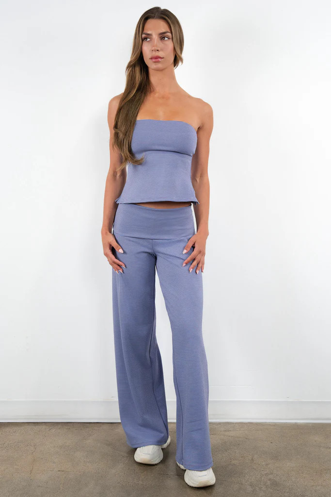 Vitality Microstripe Foldover Pant - Bluebird Microstripe | Vitality