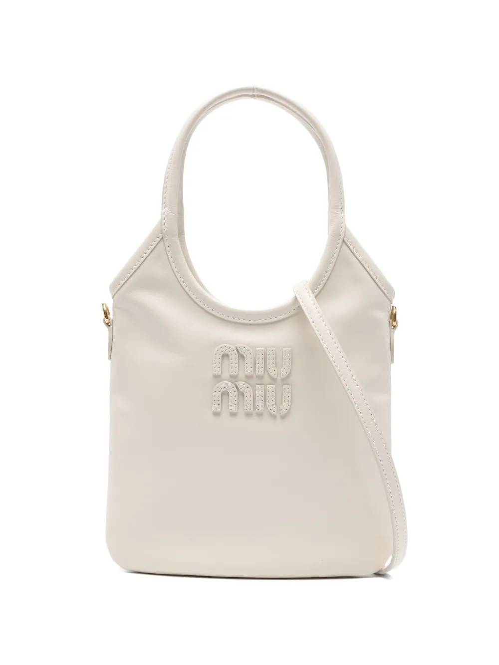 Miu Miu IVY Logo Appliqué Tote Bag | White | FARFETCH UK | Farfetch Global