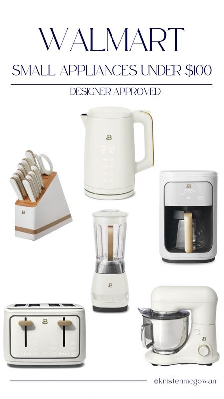 my favorite affordable Walmart small appliances mostly under $100! Drew Berrymores Beautiful line off small appliances come in green, Grey, black, white & blue! The white & gold is my choice, I love that they have a matte finish! These are cute smart appliances perfect to style on your kitchen countertops! 

#LTKhome #LTKunder100