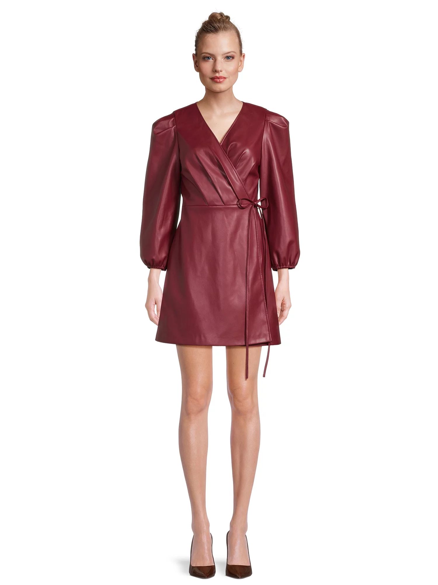 BCBG Paris Women's Faux Leather Wrap Dress, Sizes XS-XXL | Walmart (US)