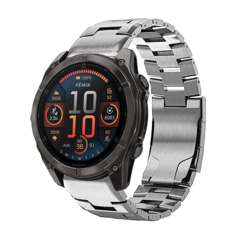 StrapsCo - Vented Titanium Bracelet QuickFit 26 Metal Watch Band Strap For Garmin Fenix 8 & 8 Pro – 51mm - Silver | Best Buy U.S.