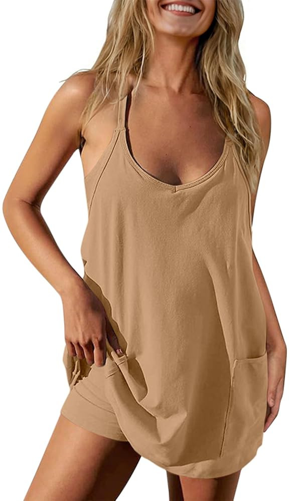 TARSE Athletic Dress for Women Casual Sleeveless Spaghetti Strap Sundress Workout Short Tennis Dr... | Amazon (US)