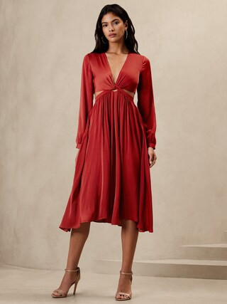 Twist-Front Midi Dress | Banana Republic Factory