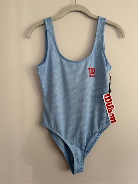 Wilson Light Blue One-Piece Bodysuit with Red Logo | Poshmark