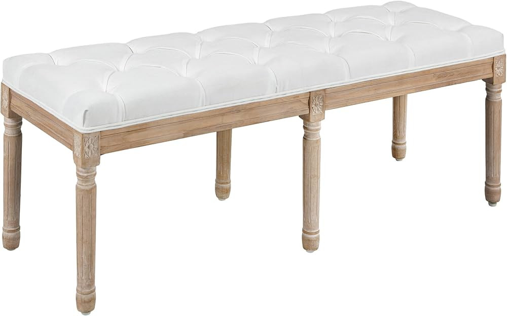 HOMCOM Bedroom End of Bed Bench, 46" Upholstered Entryway Bench with Button Tufted, Thick Padding... | Amazon (US)