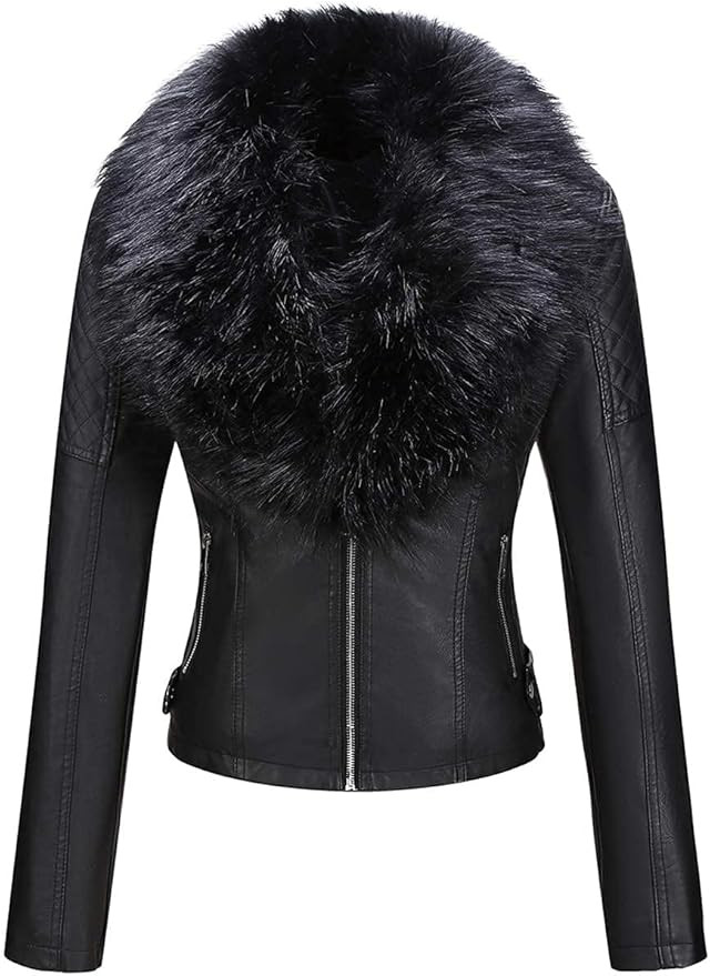 Giolshon Women Faux Suede Leather Jacket Fall and Winter Fashion Motorcycle Biker Slim Short Coat... | Amazon (US)