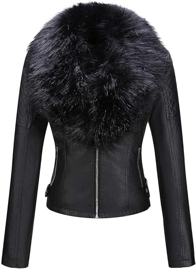 Giolshon Women Faux Suede Leather Jacket Fall and Winter Fashion Motorcycle Biker Slim Short Coat... | Amazon (US)