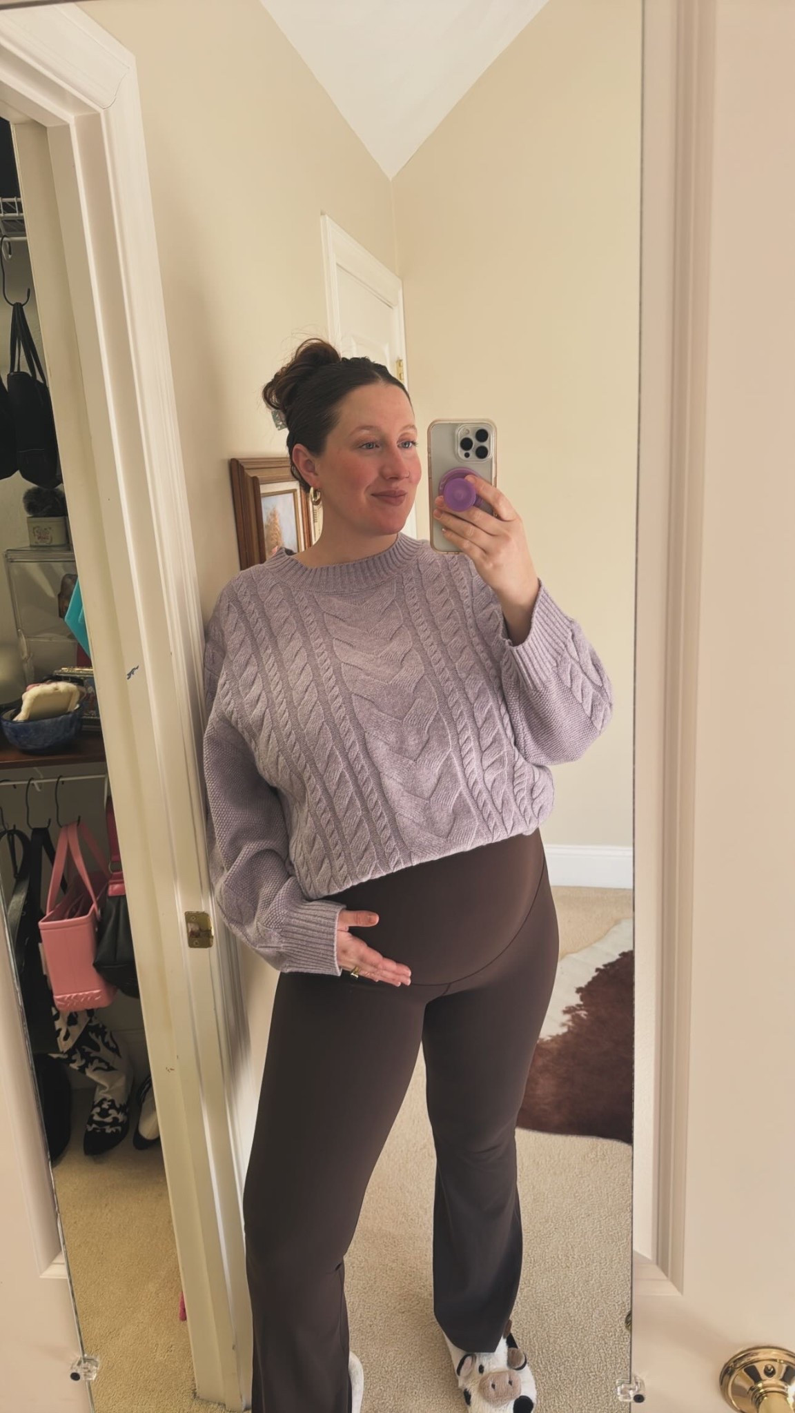 Pregnancy outfit of the day (not exact sweater but a cable knit one very similar) 

#LTKmomlife #LTKBump